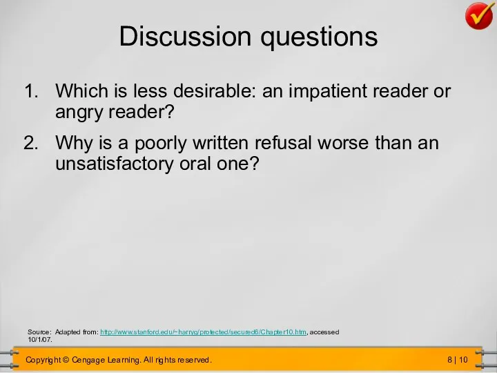 Discussion questions Which is less desirable: an impatient reader or