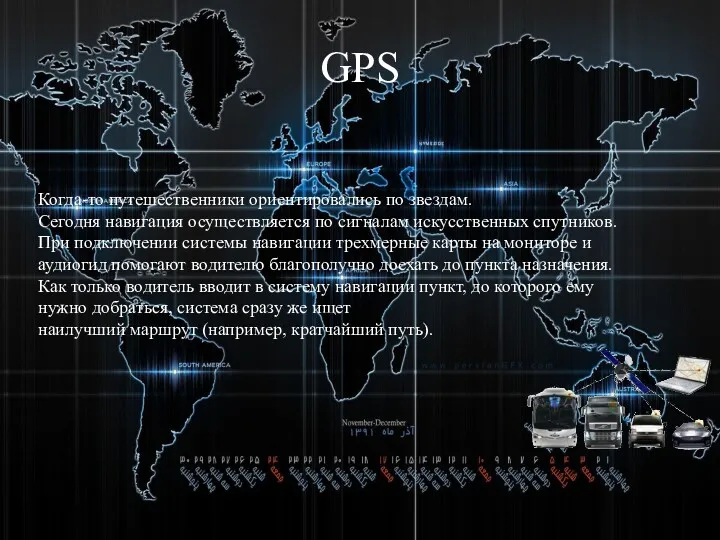 GPS Когда-то путешественники ориентировались по звездам. Сегодня навигация осуществляется по