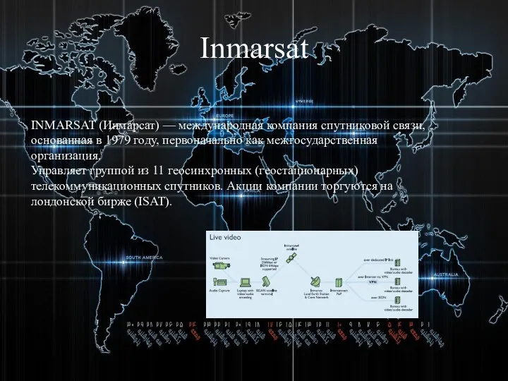 Inmarsat INMARSAT (Инмарсат) — международная компания спутниковой связи, основанная в