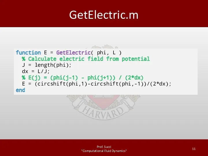 GetElectric.m Prof. Succi "Computational Fluid Dynamics" function E = GetElectric( phi, L )