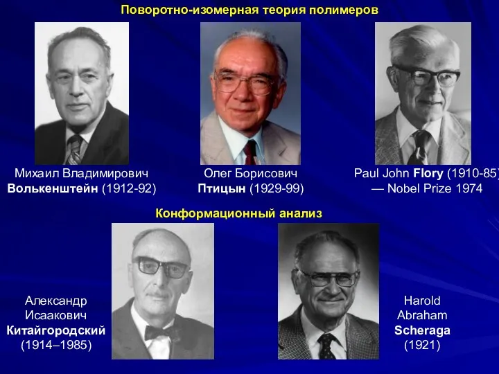 Harold Abraham Scheraga (1921) Paul John Flory (1910-85) — Nobel