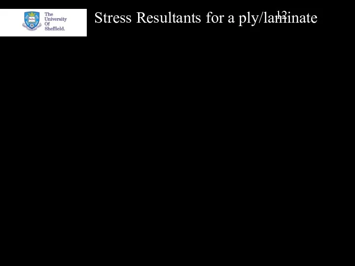 Stress Resultants for a ply/laminate