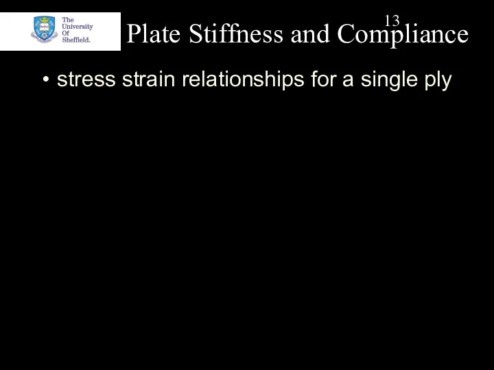 Plate Stiffness and Compliance stress strain relationships for a single ply