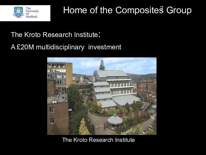 Home of the Composites Group The Kroto Research Institute: A £20M multidisciplinary investment