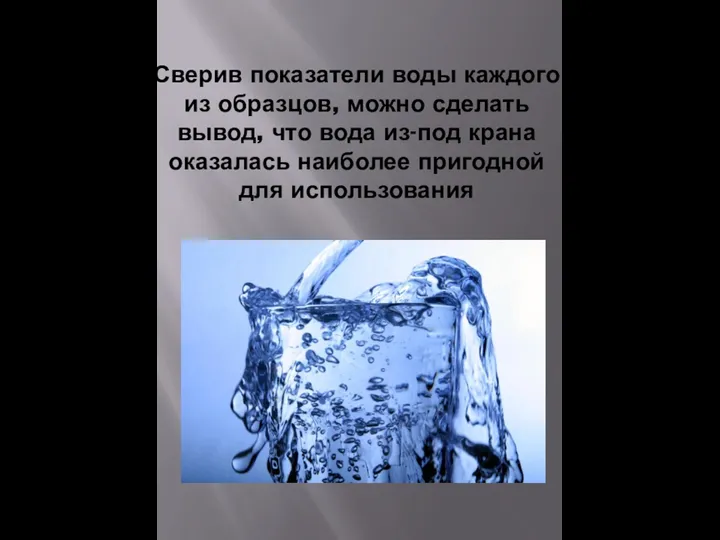 Сверив показатели воды каждого из образцов, можно сделать вывод, что