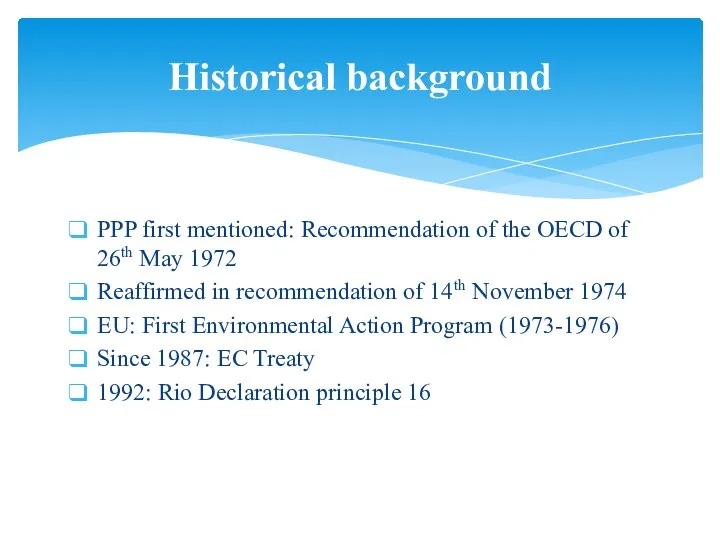 PPP first mentioned: Recommendation of the OECD of 26th May