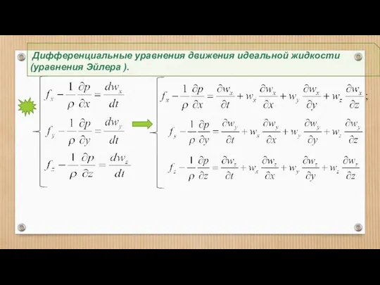 Дифференциальные уравнения движения идеальной жидкости (уравнения Эйлера ).