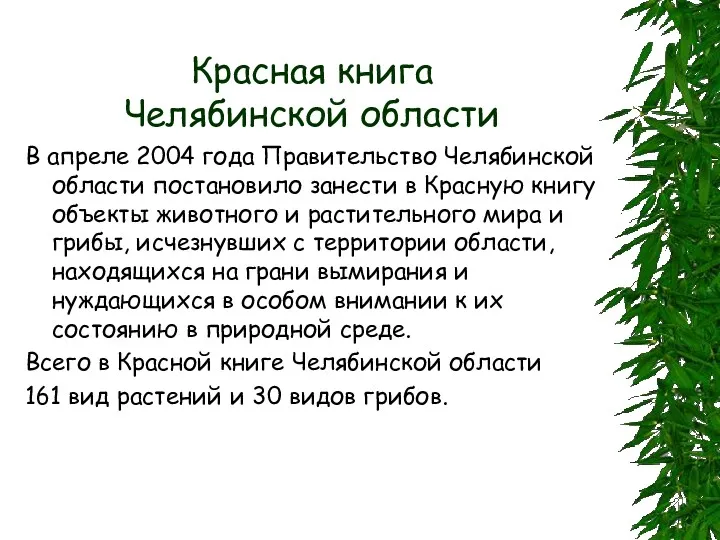 Красная книга Челябинской области В апреле 2004 года Правительство Челябинской