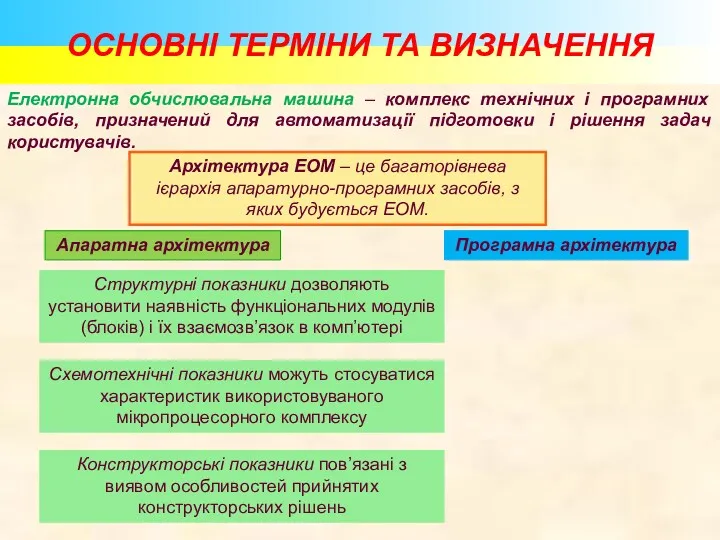 Електронна обчислювальна машина – комплекс технічних і програмних засобів, призначений для автоматизації підготовки