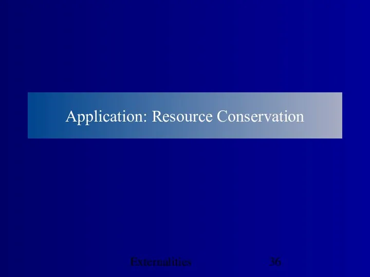Externalities Application: Resource Conservation