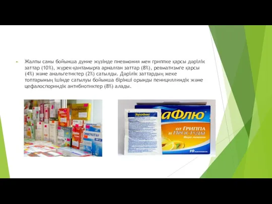 Жалпы саны бойынша дүние жүзінде пневмония мен гриппке қарсы дәрілік