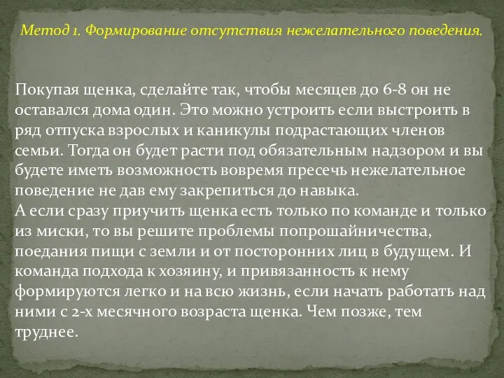 Покупая щенка, сделайте так, чтобы месяцев до 6-8 он не