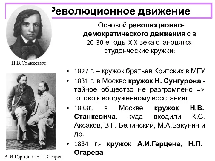 Революционное движение Основой революционно-демократического движения с в 20-30-е годы XIX