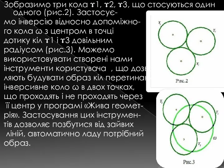 Зобразимо три кола ɤ1, ɤ2, ɤ3, що стосуються один одного (рис.2). Застосує- мо