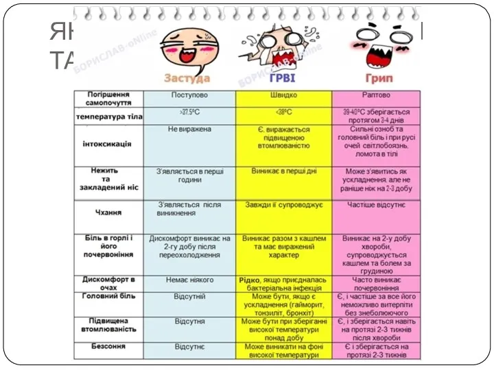 ЯК ВІДРІЗНИТИ ЗАСТУДУ, ГРИП ТА ГРВІ?