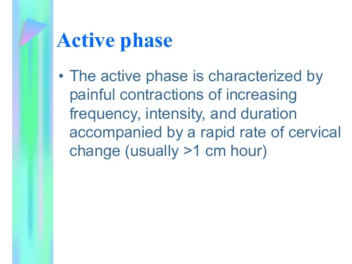 Active phase The active phase is characterized by painful contractions