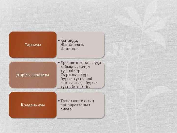 Таралуы Қытайда, Жапонияда, Индияда. Дәрілік шикізаты Ерекше кесінді, жұқа қабықты,