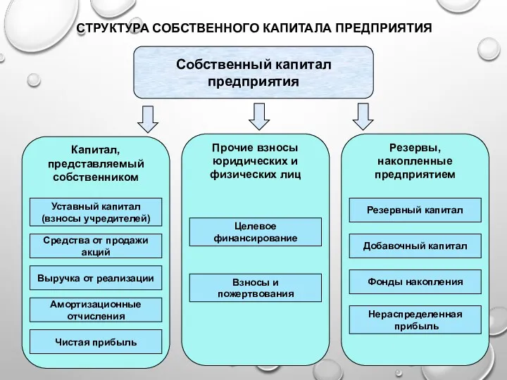 СТРУКТУРА СОБСТВЕННОГО КАПИТАЛА ПРЕДПРИЯТИЯ Собственный капитал предприятия Амортизационные отчисления Чистая