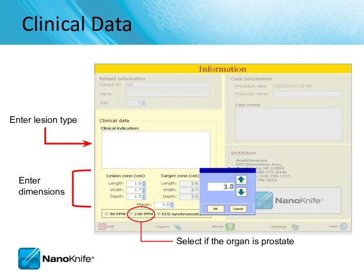 Clinical Data Enter lesion type Enter dimensions