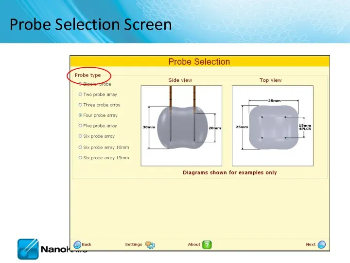 Probe Selection Screen