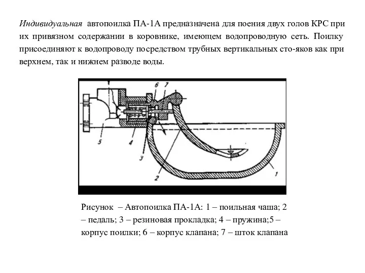 Индивидуальная автопоилка ПА-1А предназначена для поения двух голов КРС при