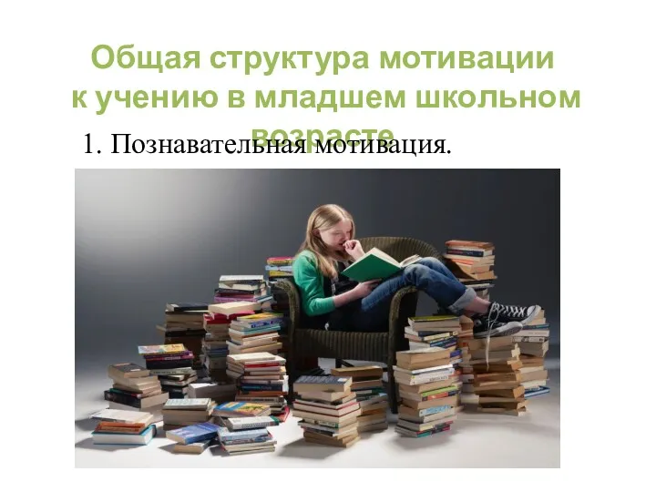 Общая структура мотивации к учению в младшем школьном возрасте 1. Познавательная мотивация.