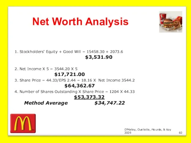 O’Malley, Ouellette, Plourde, & Roy 2009 Net Worth Analysis 1.