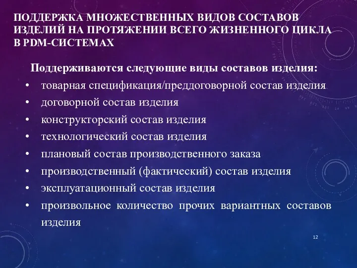 ПОДДЕРЖКА МНОЖЕСТВЕННЫХ ВИДОВ СОСТАВОВ ИЗДЕЛИЙ НА ПРОТЯЖЕНИИ ВСЕГО ЖИЗНЕННОГО ЦИКЛА