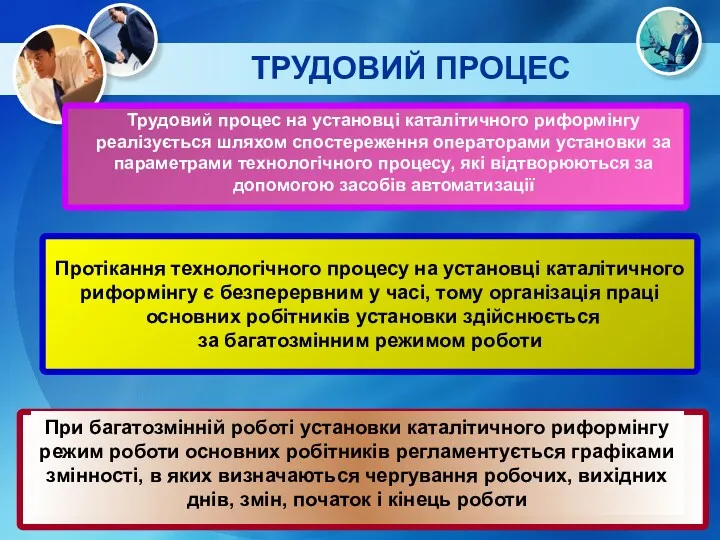 ТРУДОВИЙ ПРОЦЕС Протікання технологічного процесу на установці каталітичного риформінгу є