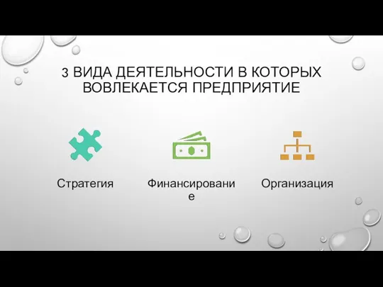 3 ВИДА ДЕЯТЕЛЬНОСТИ В КОТОРЫХ ВОВЛЕКАЕТСЯ ПРЕДПРИЯТИЕ