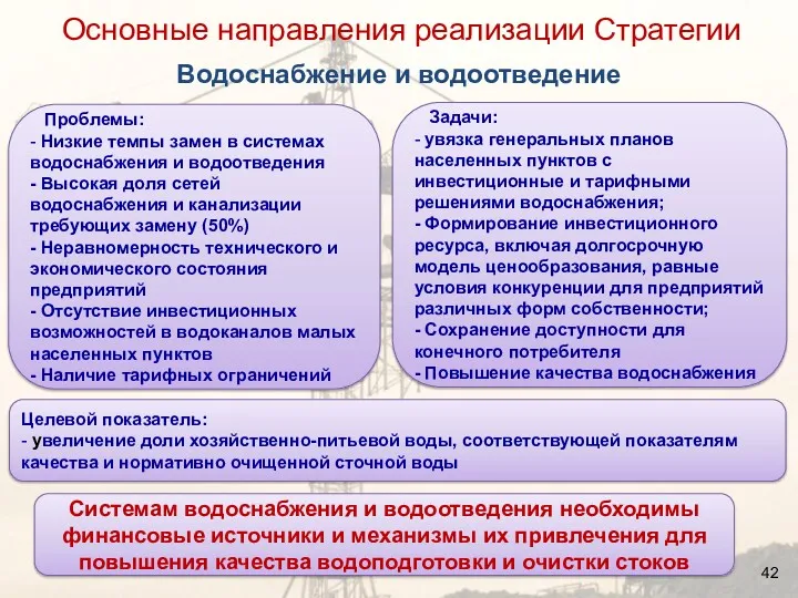 Целевой показатель: - увеличение доли хозяйственно-питьевой воды, соответствующей показателям качества