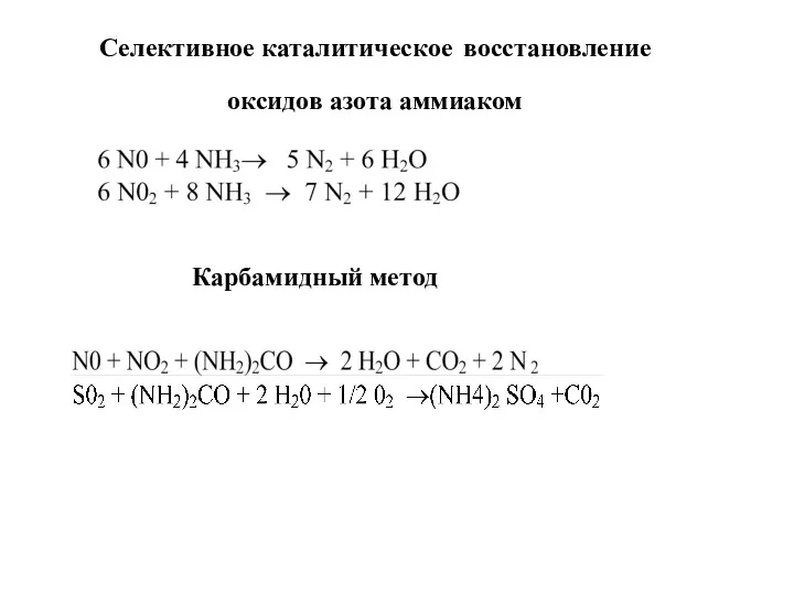 Селективное каталитическое восстановление оксидов азота аммиаком Карбамидный метод