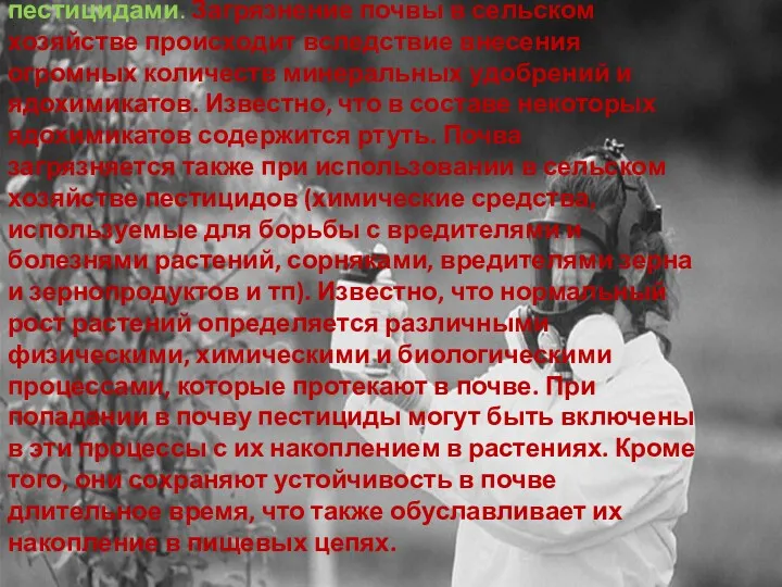 Сельское хозяйство. Загрязнение почвы пестицидами. Загрязнение почвы в сельском хозяйстве