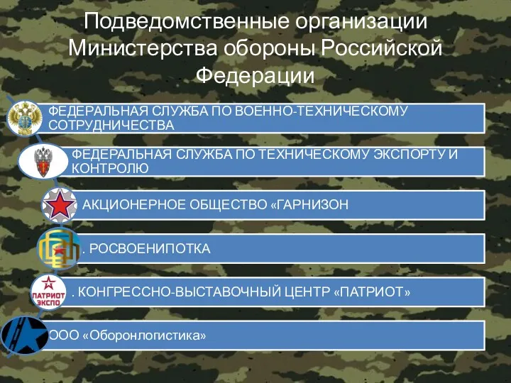 Подведомственные организации Министерства обороны Российской Федерации