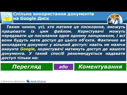 Спільне використання документів на Google Диск Розділ 1 § 5