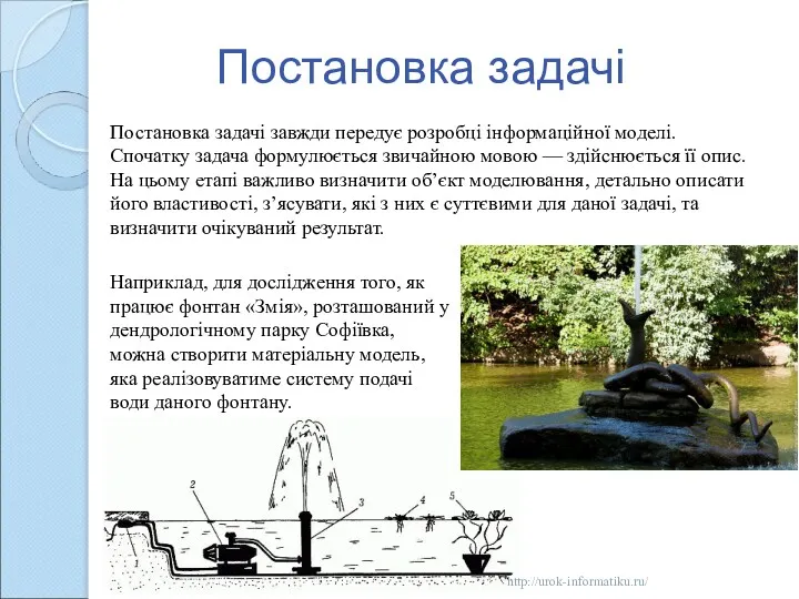 Постановка задачі Постановка задачі завжди передує розробці інформаційної моделі. Спочатку