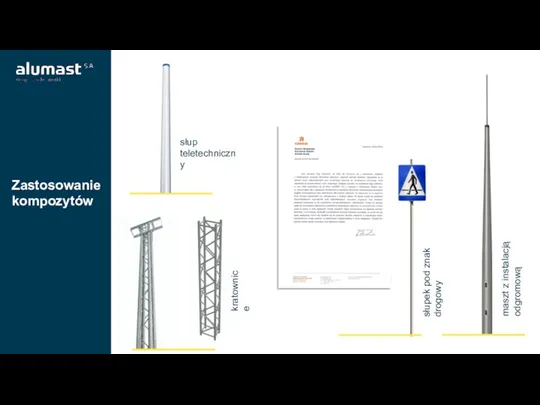 Composite Lighting columns Zastosowanie kompozytów kratownice słupek pod znak drogowy maszt z instalacją odgromową słup teletechniczny