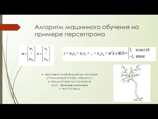 Алгоритм машинного обучения на примере персептрона