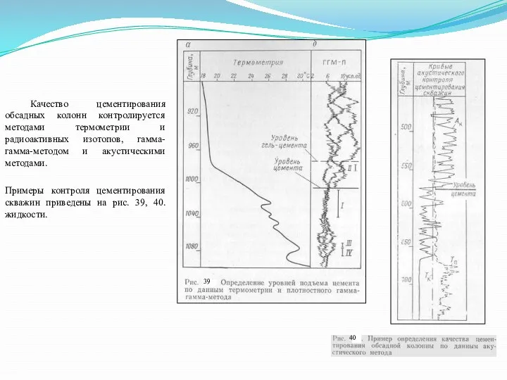 Качество цементирования обсадных колонн контролируется методами термометрии и радиоактивных изотопов,