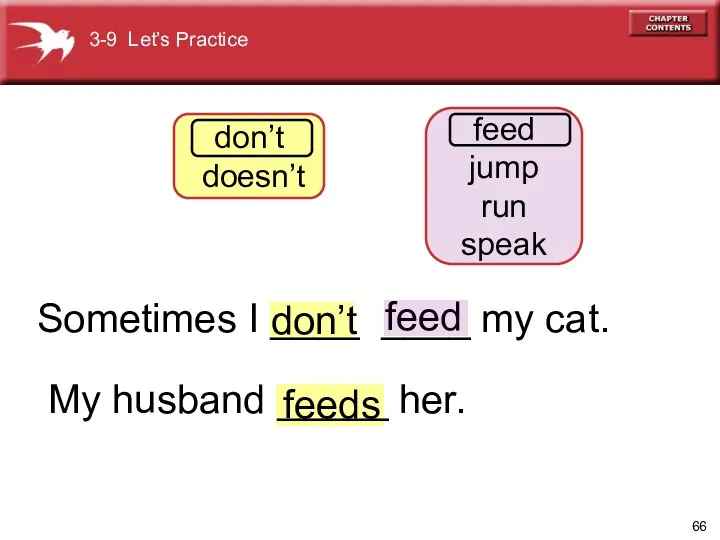 feed don’t feeds 3-9 Let’s Practice don’t doesn’t feed jump