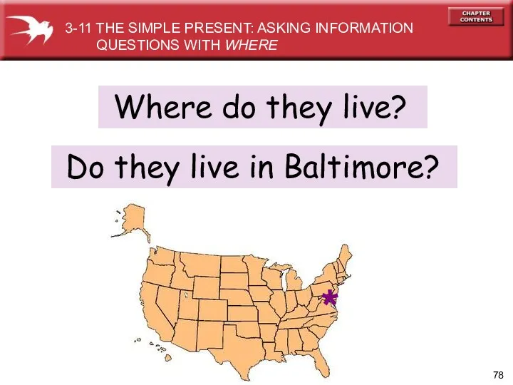 Do they live in Baltimore? 3-11 THE SIMPLE PRESENT: ASKING