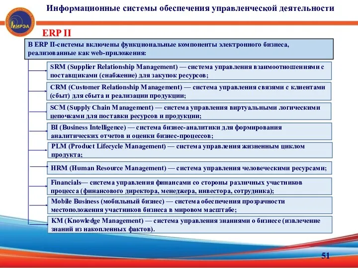 ERP II В ERP II-системы включены функциональные компоненты элек­тронного бизнеса,