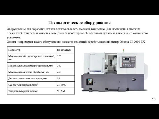 Оборудование для обработки детали должно обладать высокой точностью. Для достижения