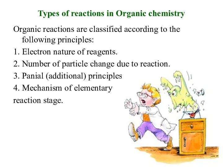 Types of reactions in Organic chemistry Organic reactions are classified