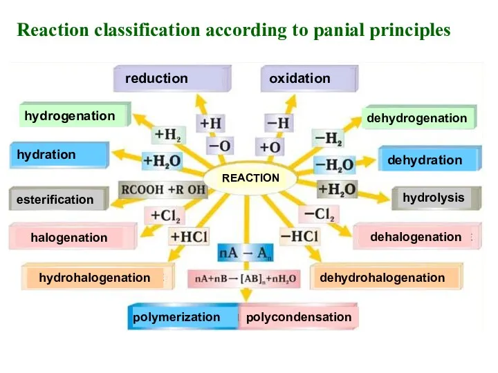 Reaction classification according to panial principles REACTION