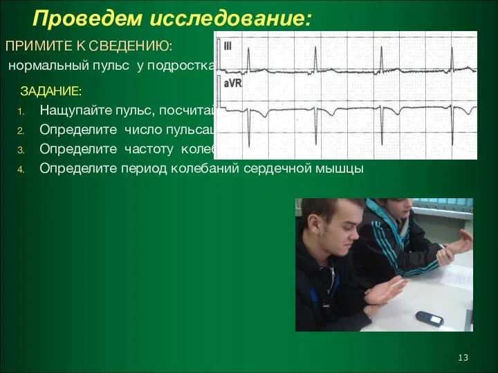 Проведем исследование: ПРИМИТЕ К СВЕДЕНИЮ: нормальный пульс у подростка (16