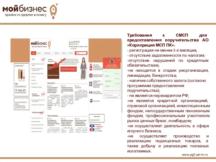 01.11.16 www.pgf-perm.ru www.pgf-perm.ru Требования к СМСП для предоставления поручительства АО