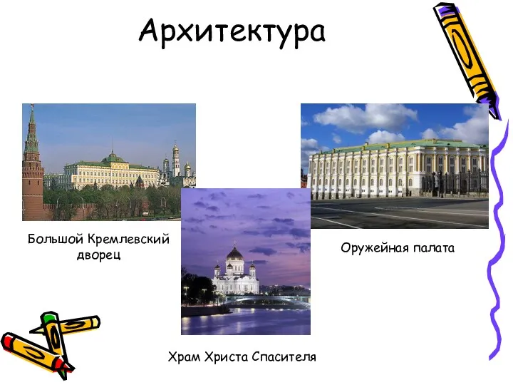 Архитектура Большой Кремлевский дворец Оружейная палата Храм Христа Спасителя