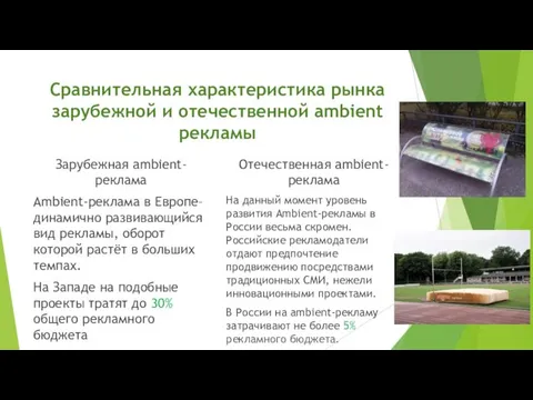 Сравнительная характеристика рынка зарубежной и отечественной ambient рекламы Зарубежная ambient-реклама