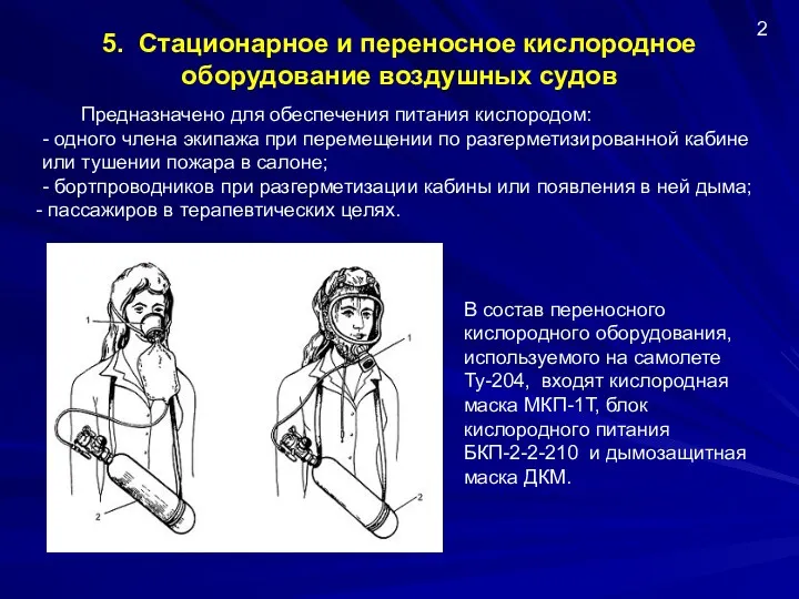 5. Стационарное и переносное кислородное оборудование воздушных судов Предназначено для